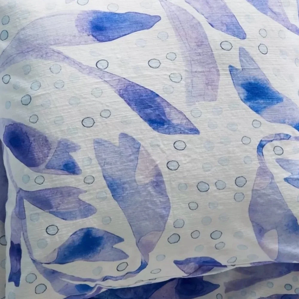 Kate Roebuck for Anthropologie painted indigo euro shams set of 2